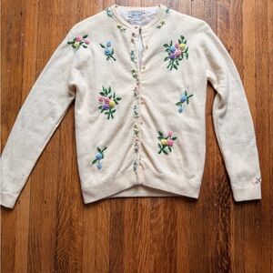 1950s Floral Embellished Cardigan | Springtime Sweater